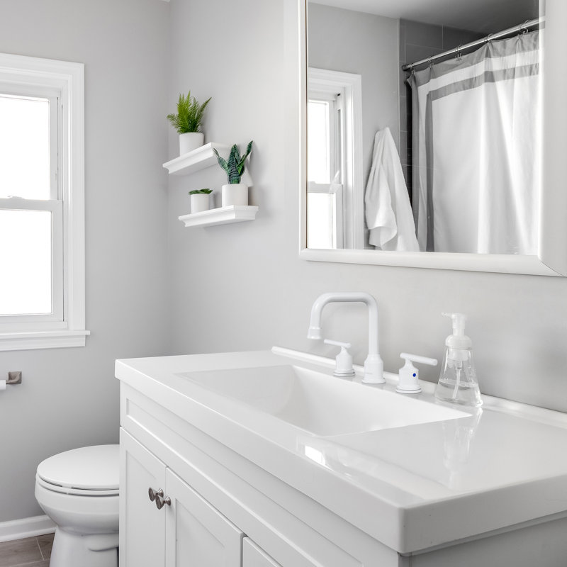Robinet de salle de bain à large entraxe avec bonde, Blanc