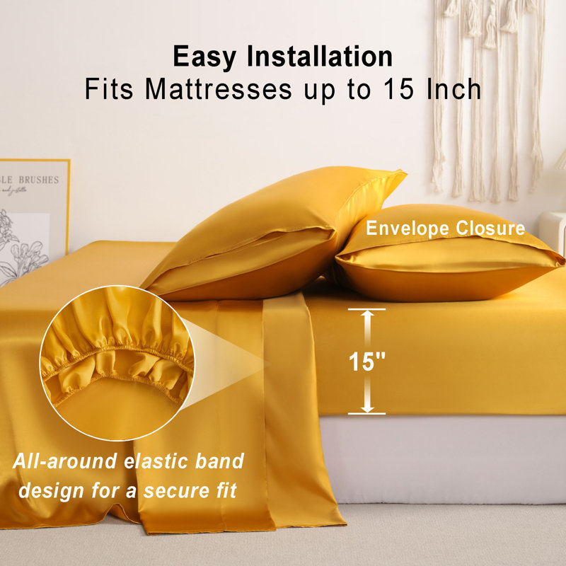 Ensemble de draps Lustrous, Sallow, Ensemble de draps pour lit simple avec 1 taie d'or