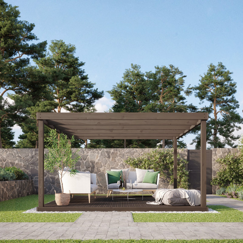 Janeigh Manufactured Wood Pergola, Rustic Brown, 270cm H x 300cm W x 300cm D