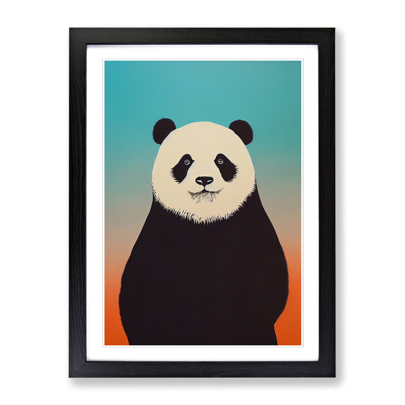 Panda Portrait Vol.2 - Single Picture Frame Print, Black, 46cm H x 34cm W x 2cm D