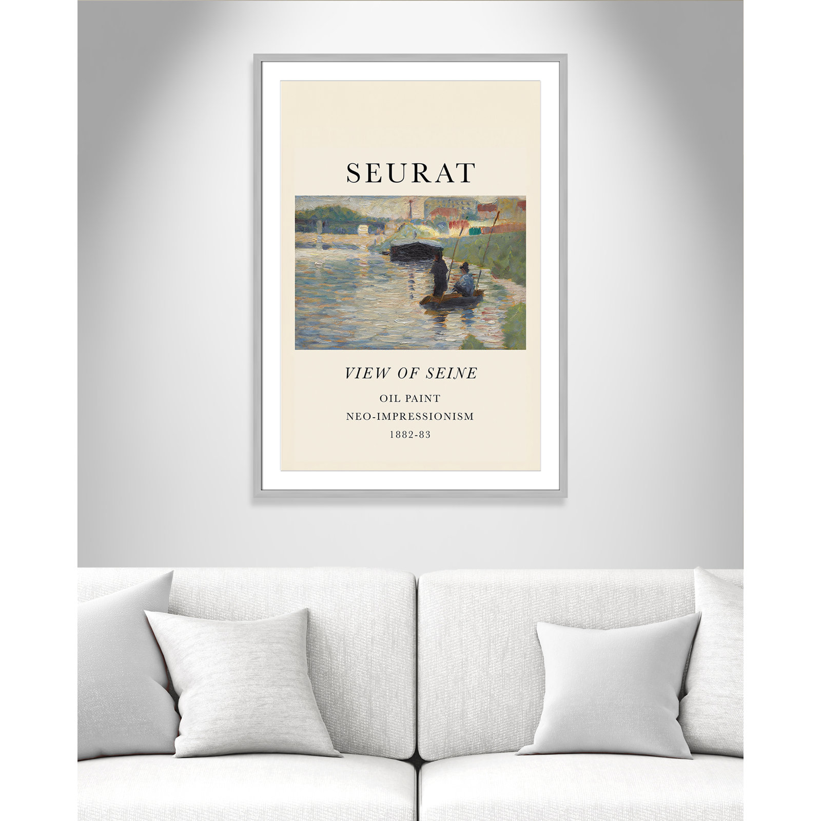 View Of Seine by Georges Seurat, Yes, 41.5" H x 29.5" W x 1.25" D, Silver Single Picture Frame