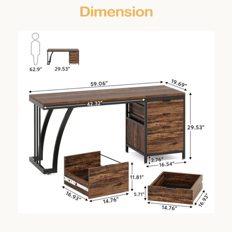 Bureau extensif, bureau d'ordinateur, bureau d'écriture élégant