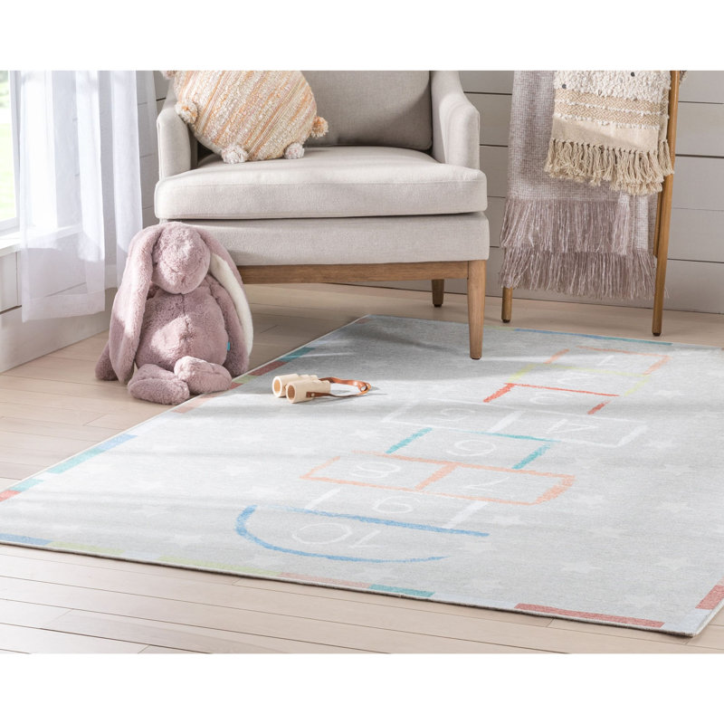 Kids Rugs Hopscotch Modern Area Rug, Rectangle 5' x 7', Blue