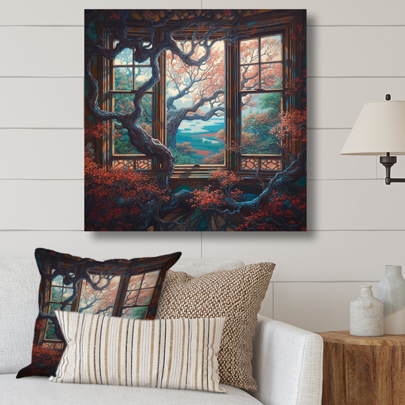 «Roei Orange and Brown Branches In Window IV», reproduction sur toile, H 16 po x l 16 po x P 1 po, Toile tendue