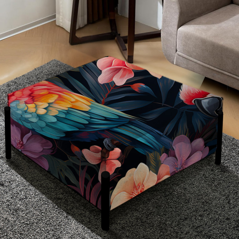 Parrot Haven - motif tropical - grand repose-pieds carré tropical