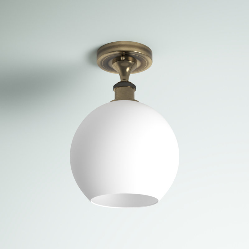 Plafonnier encastré 1 lumière Cranston, Nickel, H 15 po x l 10 po x P 10 po, Blanc mat
