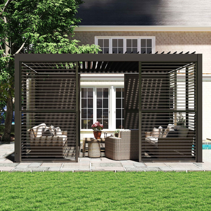 Panneau mural d'intimité en aluminium pour pergola, H 84 po x l 35 po x P 3 po