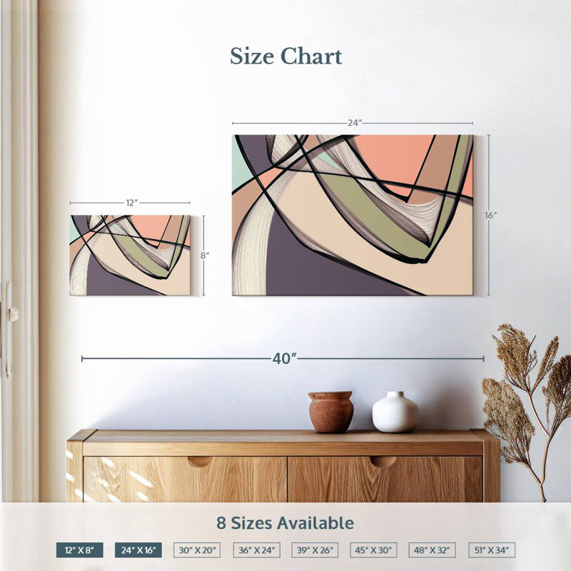 Avery Mid Century Modern Abstract III, H 16 po x l 24 po