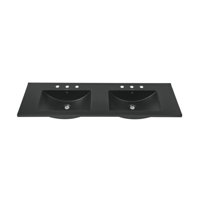 Swiss Madison 60 inch Vanity Top Bathroom Sink in Matte Black with 3 Holes