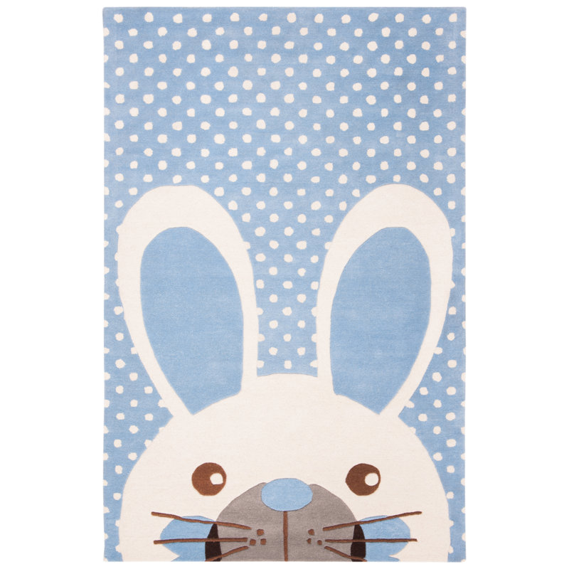 Cresson Kids Hand Tufted Wool Rug, Rectangle 5' x 8', Blue/Ivory