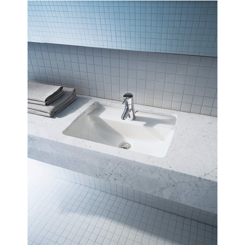 Lavabo de salle de bain rectangulaire encastré en céramique blanc avec trop-plein Starck 3