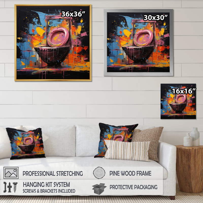 " Artistic Expression Abstract Toilet II ", Black Floater Framed, 30" H x 30" W x 1" D