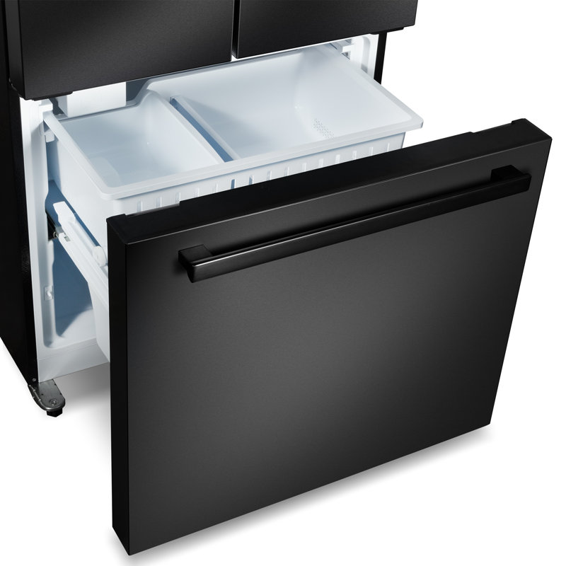 Cosmo 30 In. Vista Collection 17.5 Cu. Ft. Counter Depth 3-door French Door Refrigerator, Freezer Drawer, Handles, Matte Black