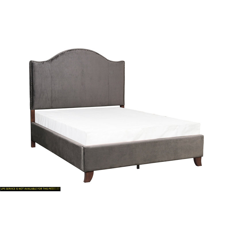 Modern Traditional Bedroom Full Bed, Gray Velvet Upholstery, Solid Wood Structure, Headboard With Nailhead Trim, Box Spring Needed For Use And Setup Upholstered Size Design, Construction, &