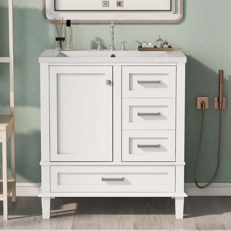 Ensemble de meuble-lavabo simple 18 po avec plateau élisajane, Blanc