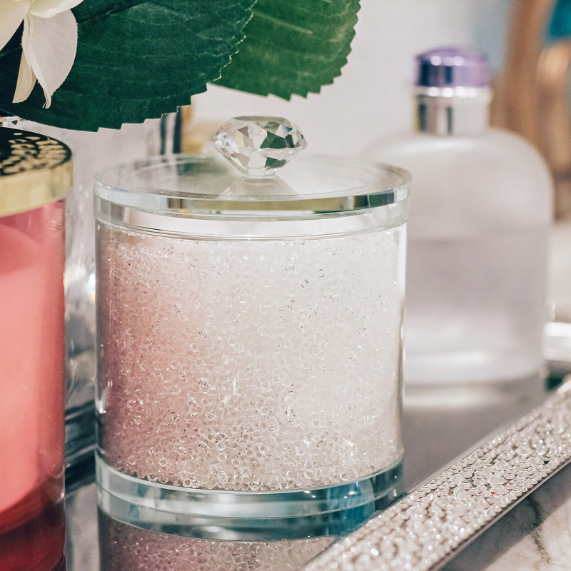 Sparkles Home | Porte-boule en coton rempli de cristal | Verre strass | Rangement de salle de bain