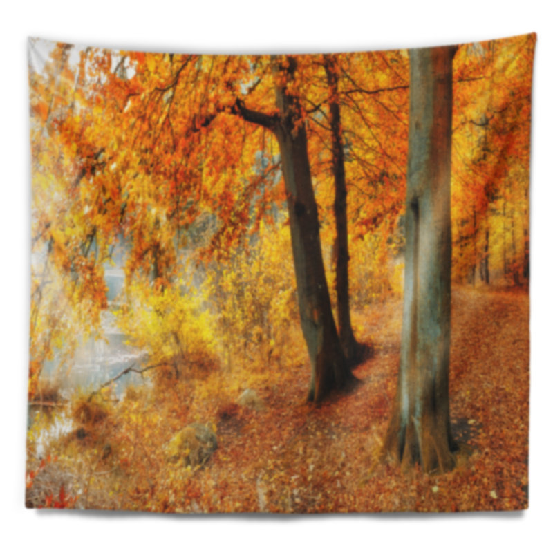 Paysage, forêt jaune, tapisserie d'automne, H 32 po x l 39 po