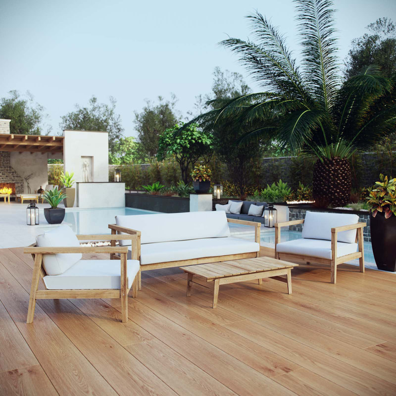 Ensemble de patio extérieur en teck 4 pièces Bayport