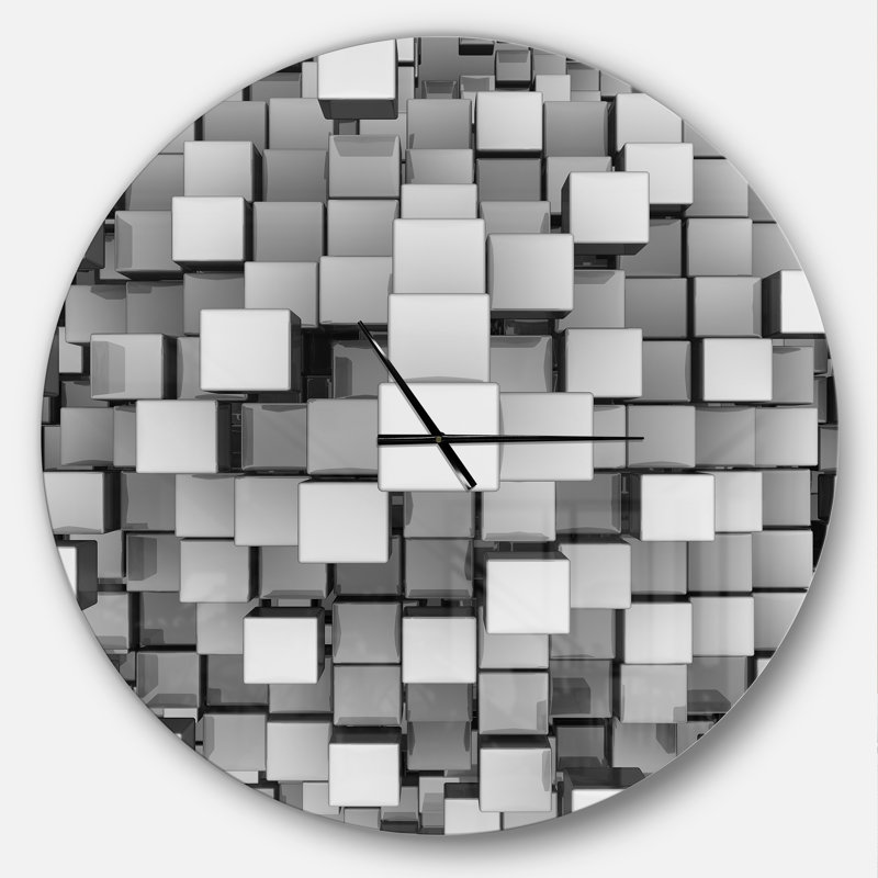 Cubes noirs et gris Arlicia - Horloge murale moderne, Surdimensionné