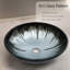 Lavabo vasque rond en verre trempé 16,5 po, cuve grise craquelée avec bonde escamotable