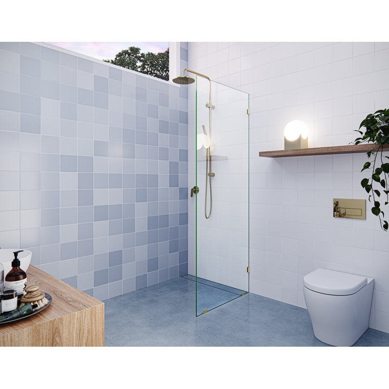 Vela 28 in. x 78 in. Fully Frameless Single Fixed Shower Panel, Polished Brass