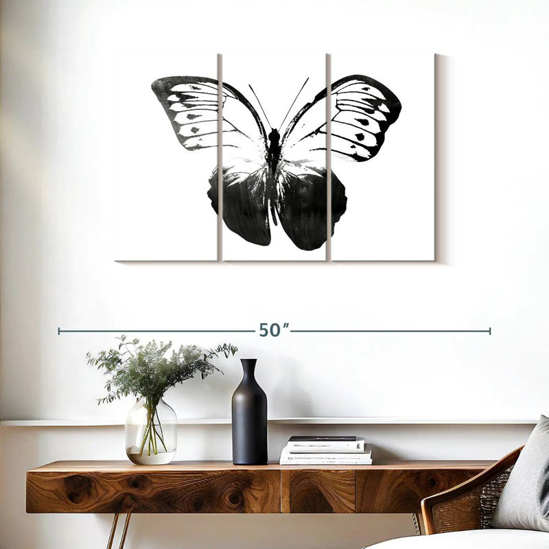 Papillon noir et blanc, H 24 po x l 38 po