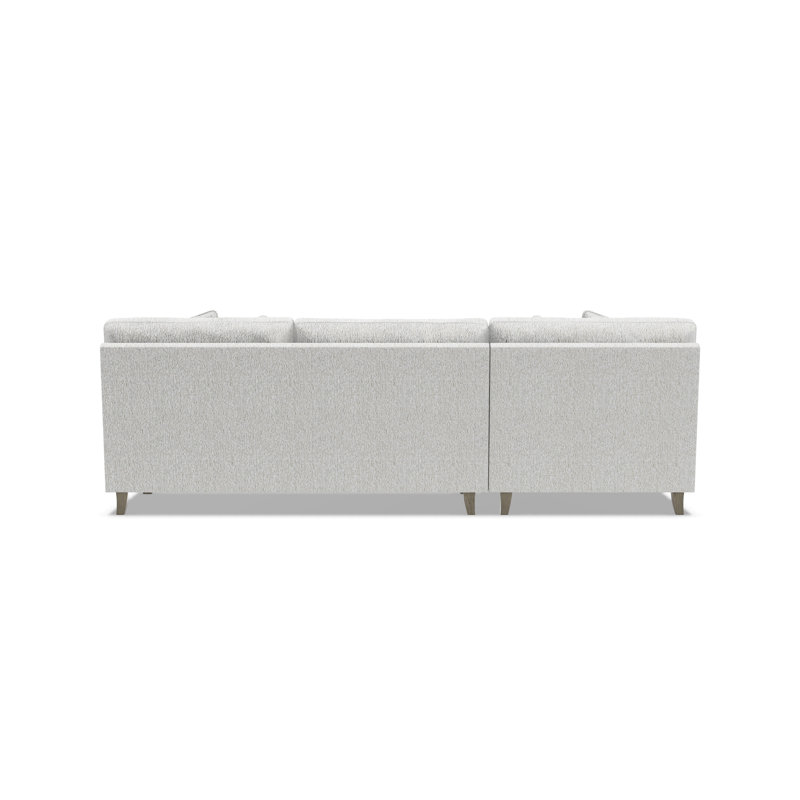 Mila Chaise Sectional, Left Hand Facing, White Polyester, 33.5" H x 101" W x 61" D