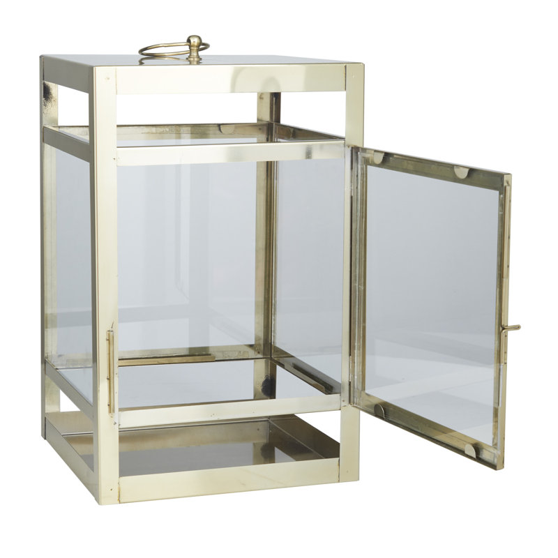 20.5'' H Stainless Steel Tabletop Lantern, Gold