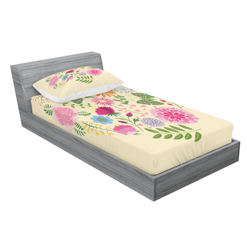 Microfiber Patterned Fitted Sheet, Twin XL Fitted Sheet with 1 Pillowcase