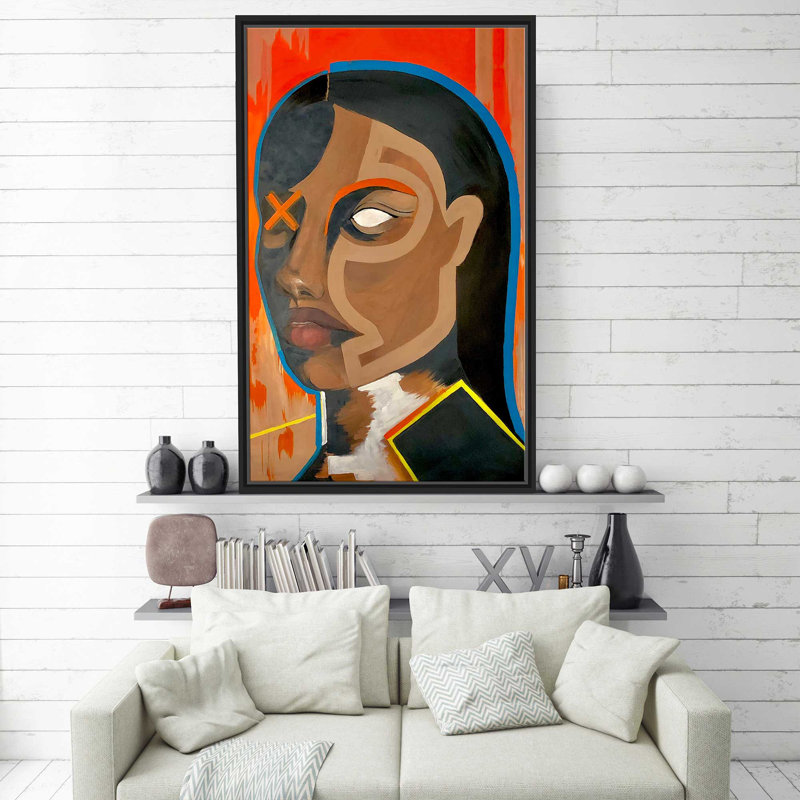 «Fearless (Vertical)» par Cassie Studios - Peinture, Cadre flottant noir, H 51,5 po x l 31,5 po x P 2 po