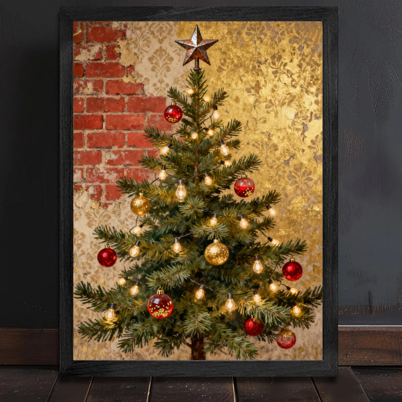 Arbre de Noël noir rétro, art mural, impressions de style rétro, H 37 po x l 25 po