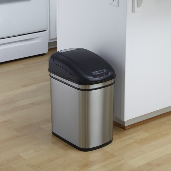 NINESTARS 18.5 Gal. Stainless Steel Motion Sensor Recycling Bin