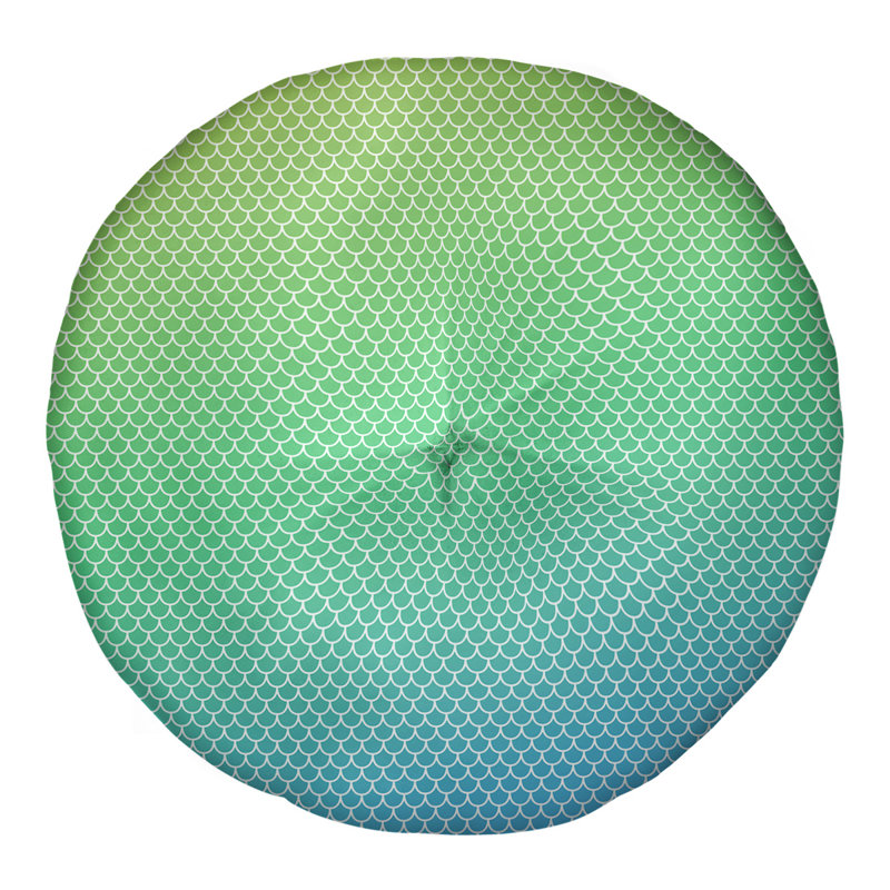 Coussin de sol capitonné Katelyn Elizabeth, 30 po x 30 po, Jaune-vert / bleu