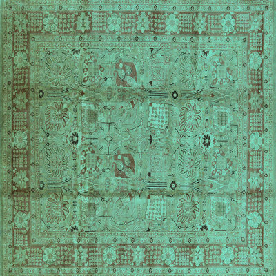Tapis oriental en laine / polyester tissé à la machine en bleu