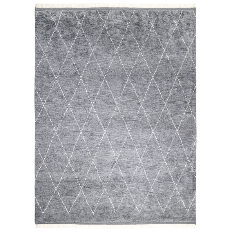 Latiya Hand Knotted Moroccan Indoor Rug, Gray, Rectangle 5' x 8'