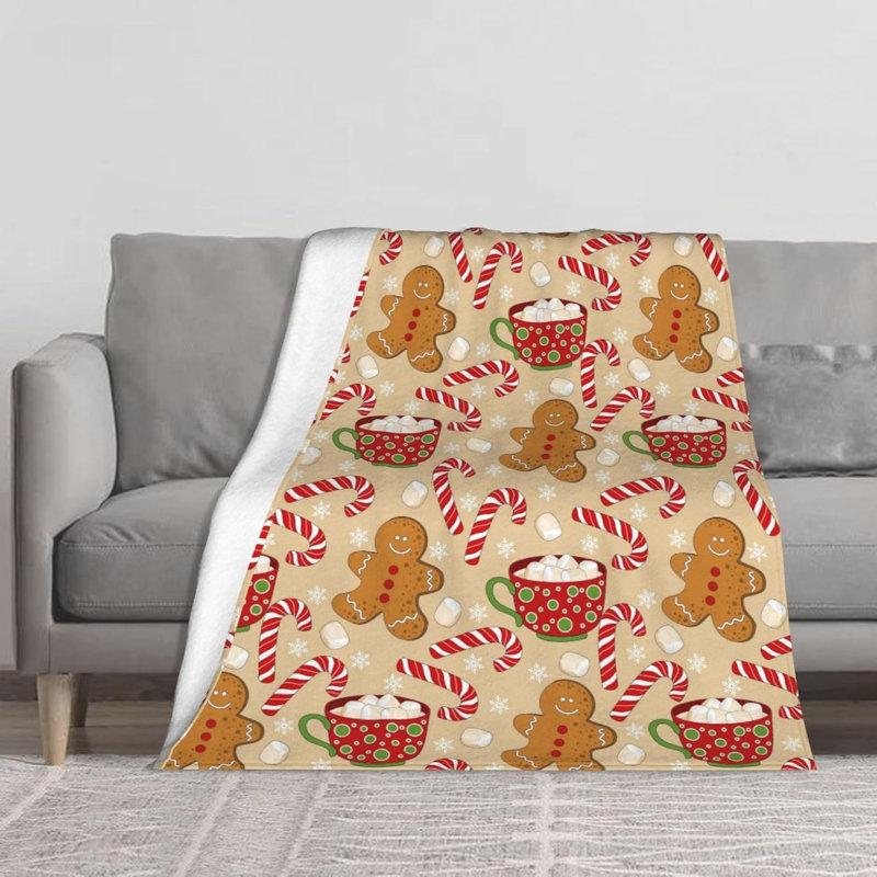 Jolies couvertures de lit de Noël en pain d'épice pour canapé de chambre, 40 x 50 po