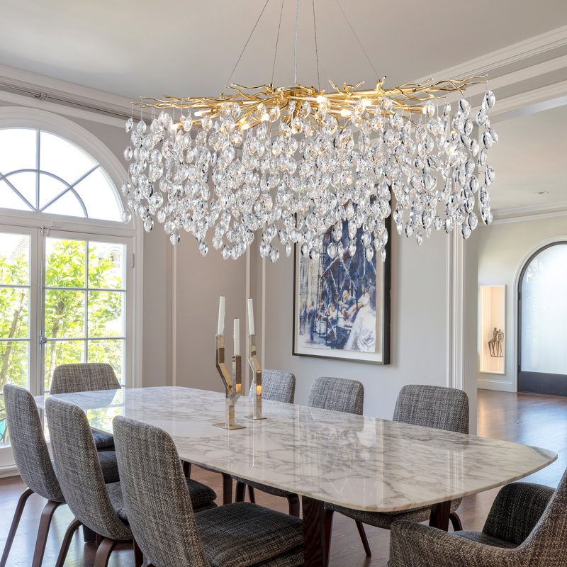 Larika 13 - Light Dimmable Rectangle Chandelier, Gold