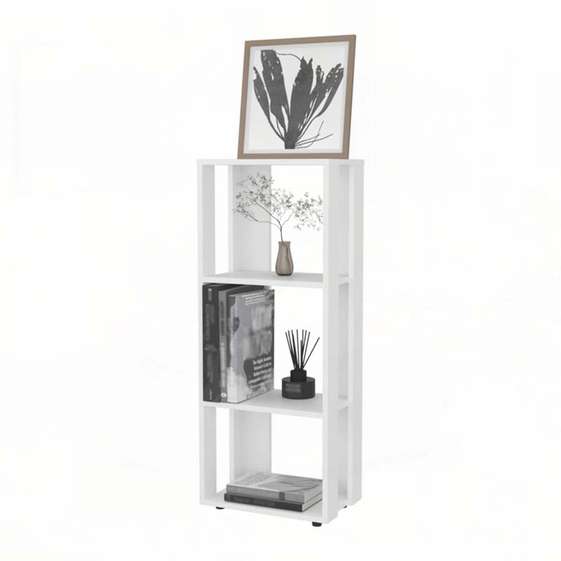 Bibliothèque en mélamine avec rangement ouvert, Blanc