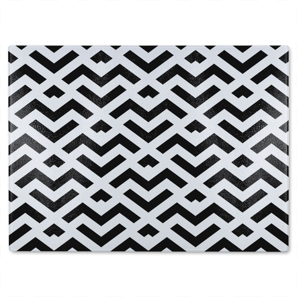 White Geometric Glass Chopping Board