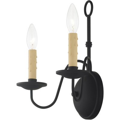 Black Steel Base 13" 2-Light Wall Sconce - Stylish Lighting Fixture
