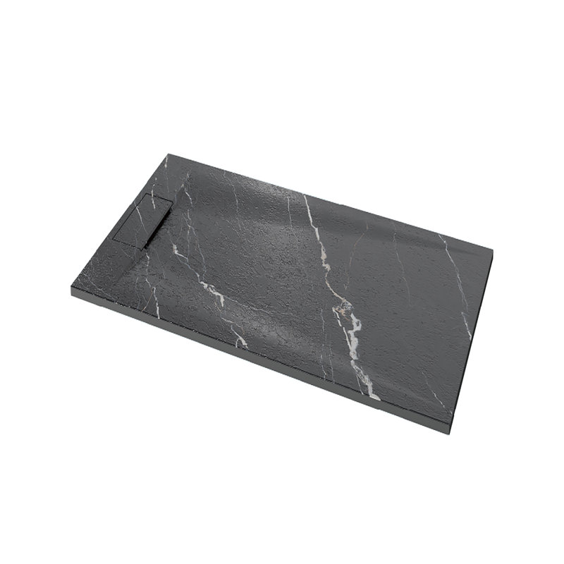 Base de douche rectangulaire 47,5 "x P 31,5", grain de marbre, Noir, noir, noir, noir