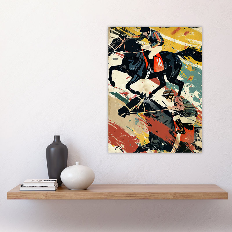 Jockeys Horses Racing Artwork Artistic Wall Art Print