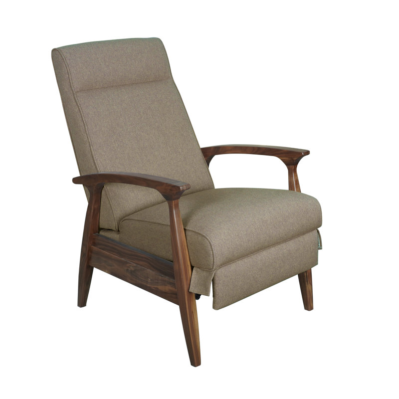 Fauteuil inclinable rembourré Piedmont, Gris, Bois de noyer