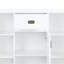 Serveurs, blanc moderne ultrabrillant avec rangement et tablettes réglables | Bois synthétique | Sièges rembourrés