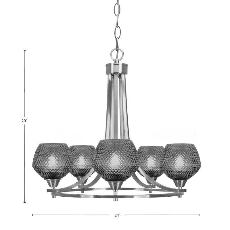 Lustre 5 lumières Paramount, Nickel brossé, Noir