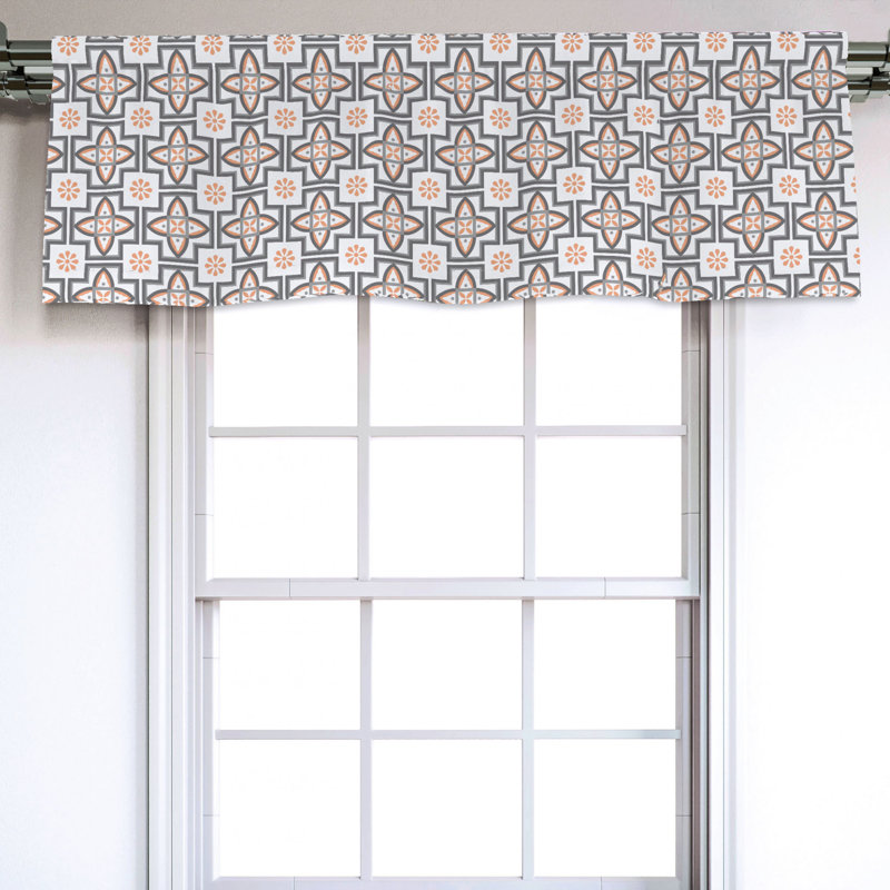 Sateen Geometric Ruffled Window Valance
