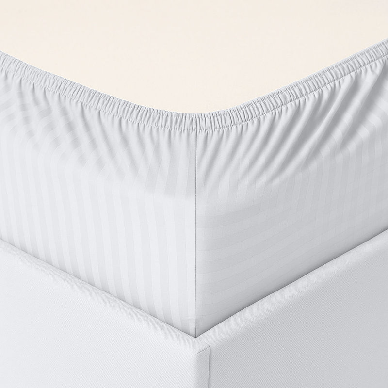 Milan Collection 1000 Thread Count 100% Cotton Sheet Set, Queen Sheet Set with 2 Pillowcases, White Stripe