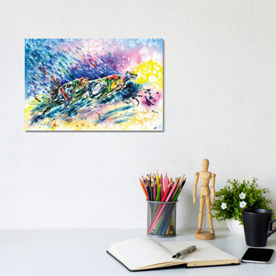 Racing Greyhounds by Zaira Dzhaubaeva - Wrapped Canvas Painting