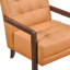 Fauteuil d'appoint 100% cuir orange vif avec structure et coussin de pieds contemporain en contreplaqué brillant