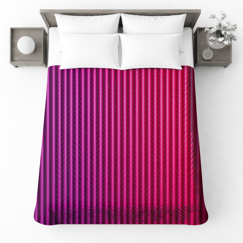 Vertical Pink Purple Stripes Bedding Stripes Bedspread Pattern, Twin